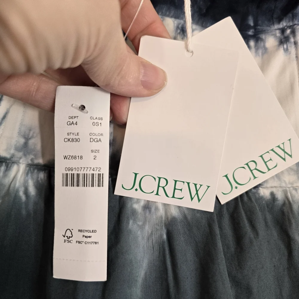 J.Crew Strapless Drop Waist Dip Dye Dress 2 NWT New